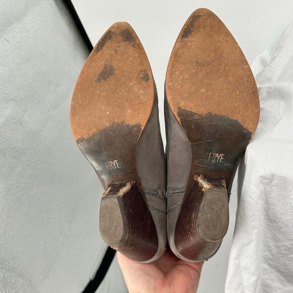 Frye Boots Womens 9.5M Reina Cutout Bootie Gray Nubuck Chunky Block Heel Western - Picture 9 of 10